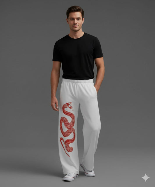 Unisex White Dragon Baggy Veliin Trousers