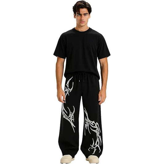 Unisex Black Baggy Animated Trouser