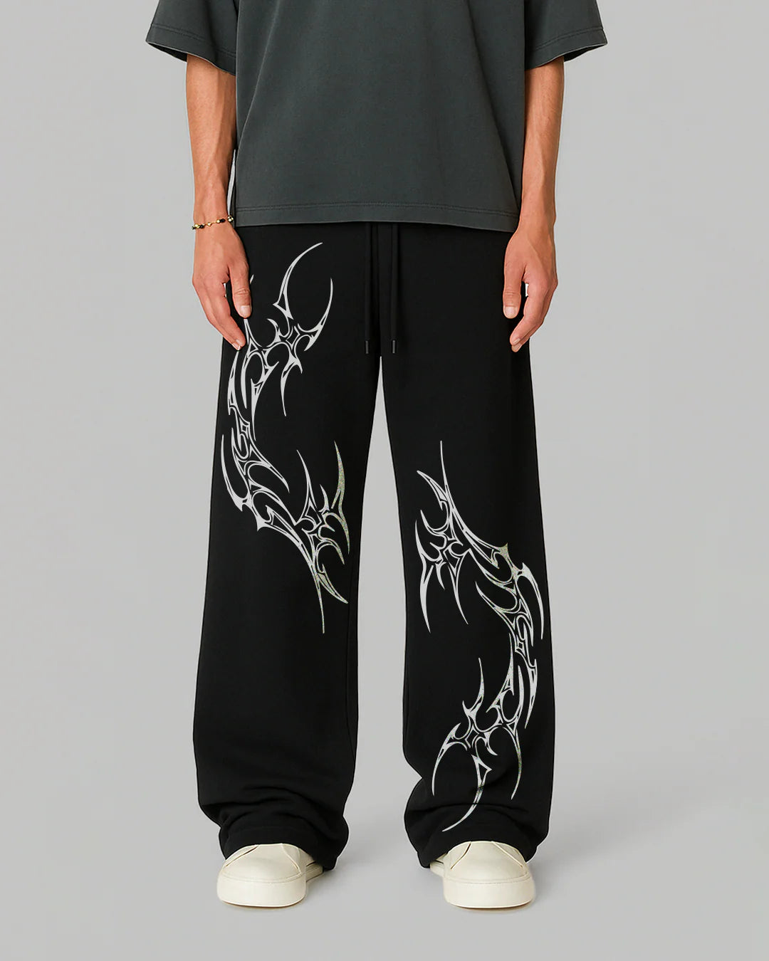Unisex Black Baggy Animated Trouser