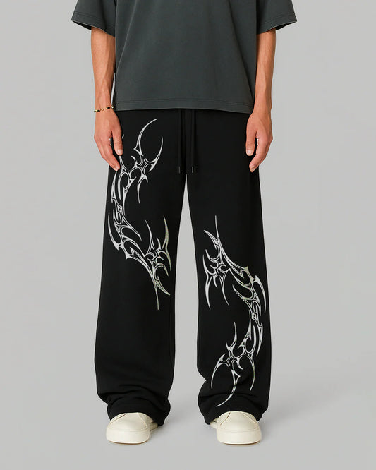Unisex Black Baggy Animated Trouser